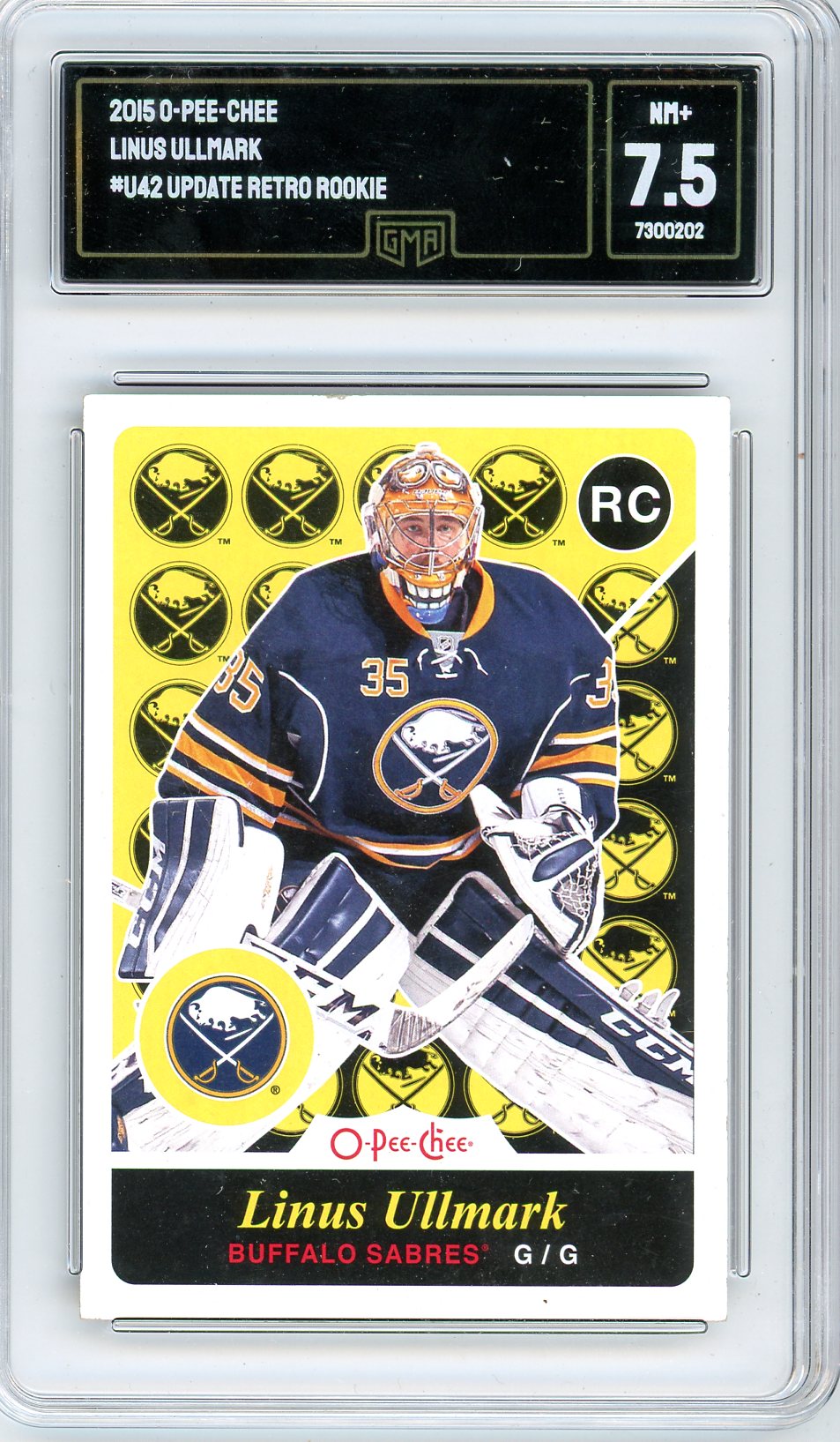 2015 O-Pee-Chee Linus Ullmark Graded Rookie Card GMA 7.5