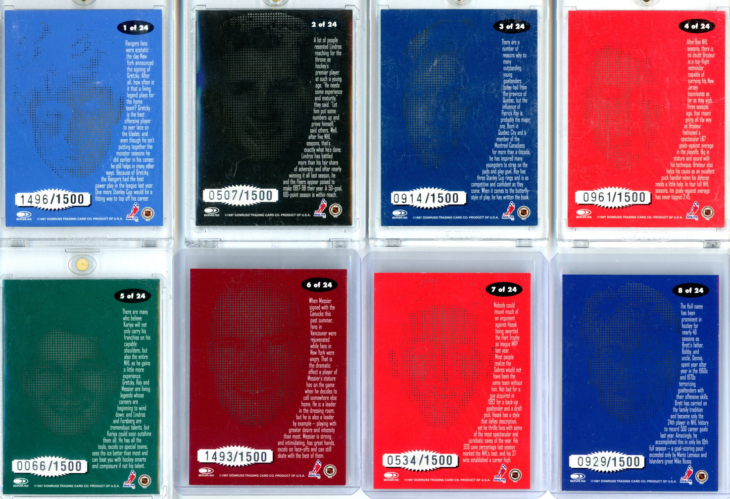 1997/98 Donruss Studio Hockey Silhouettes Complete Insert Set (24 Cards) – Limited /1500