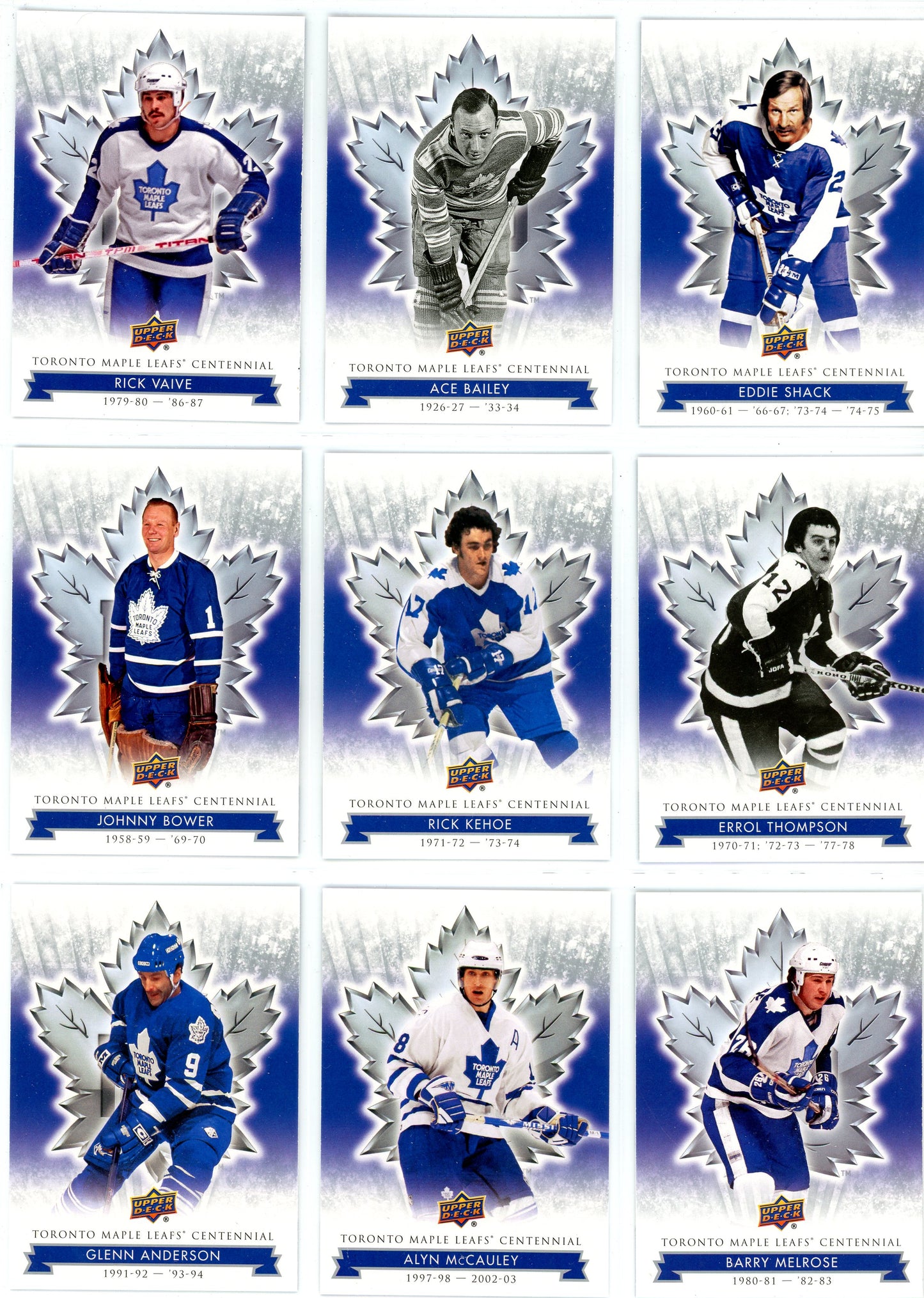 2017 Upper Deck Toronto Maple Leafs Centennial Base Set (#1-99)
