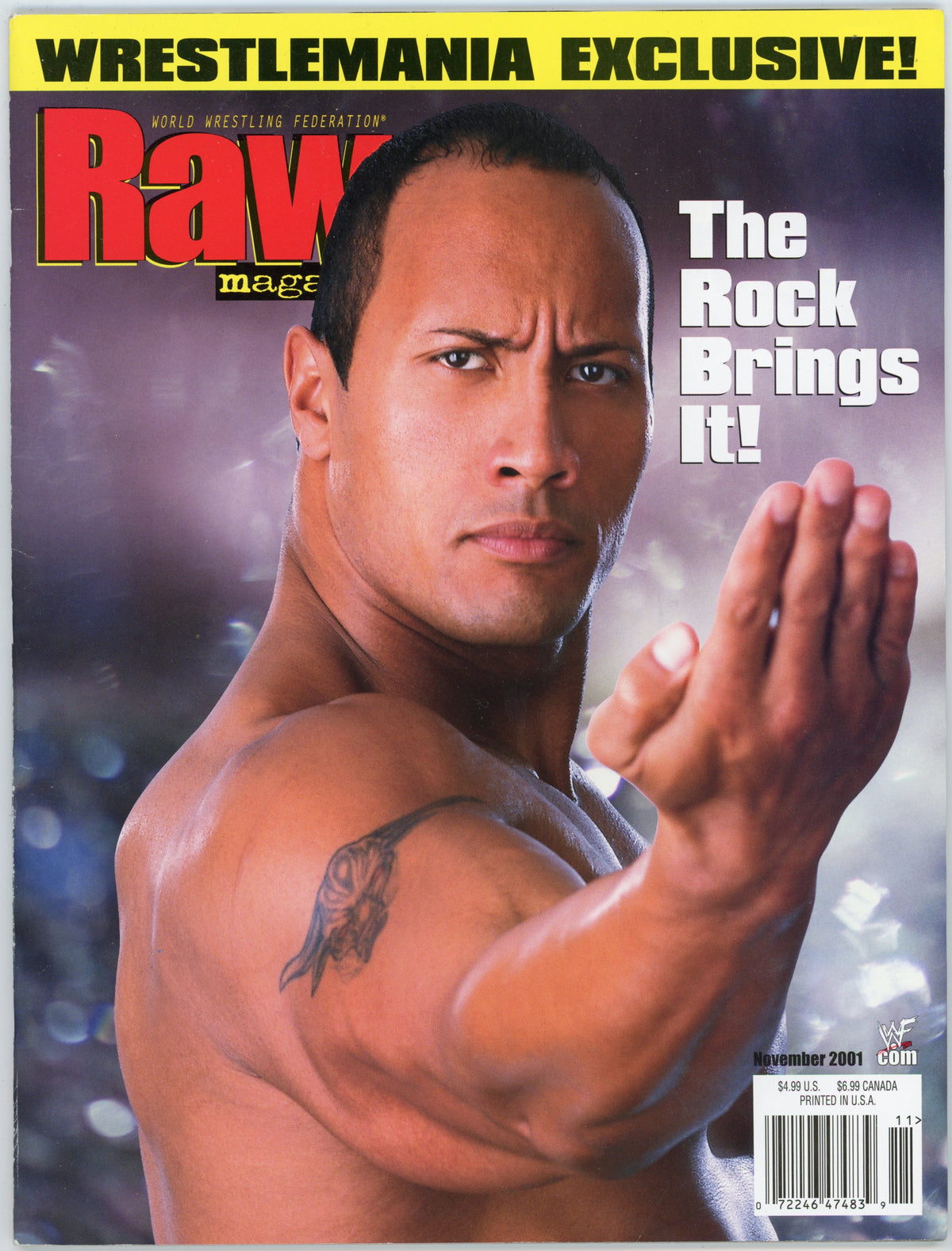 2001 Magazine WWE Raw Vintage Wrestling Magazine (November 2001) The Rock Cover ...