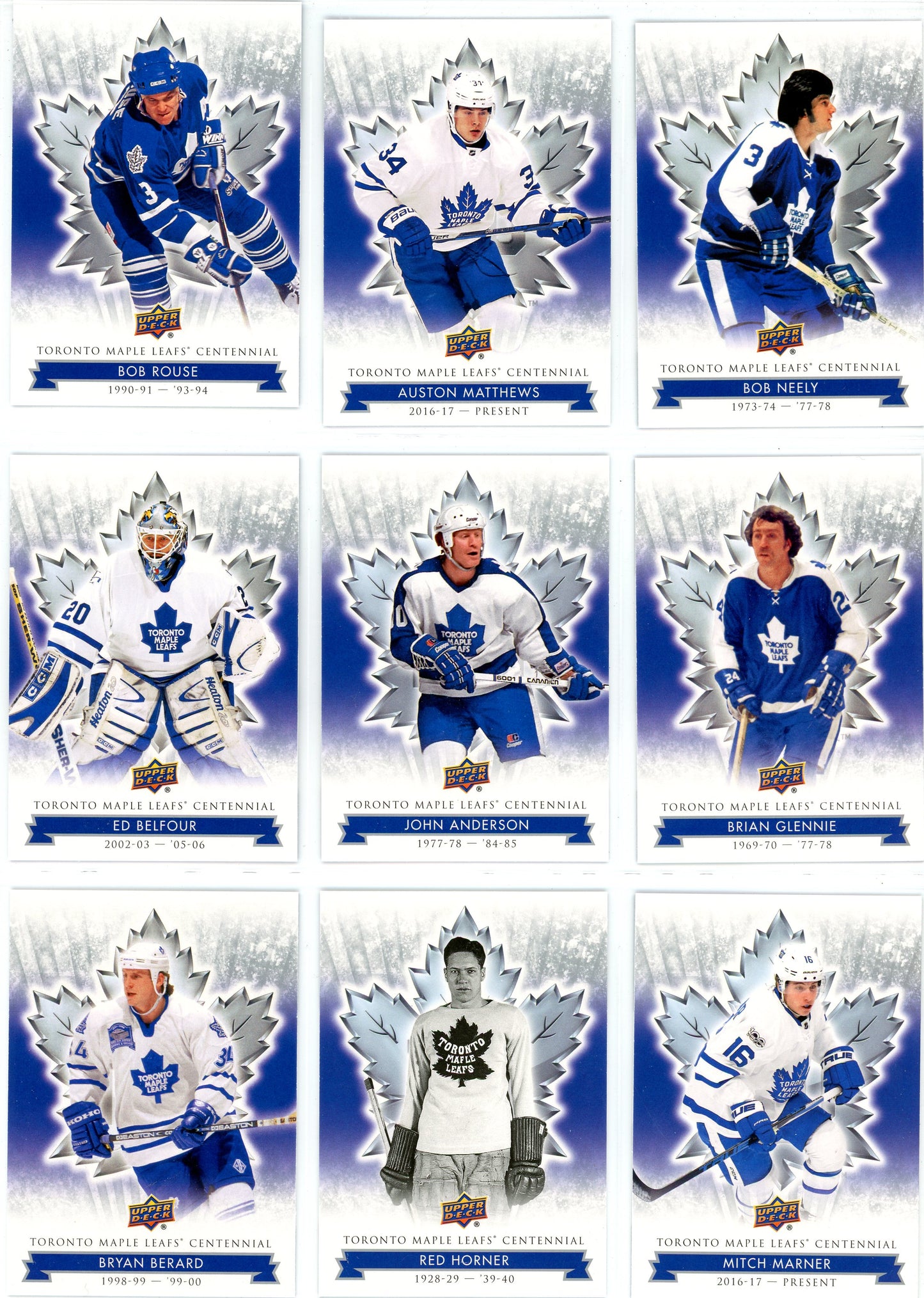 2017 Upper Deck Toronto Maple Leafs Centennial Base Set (#1-99)
