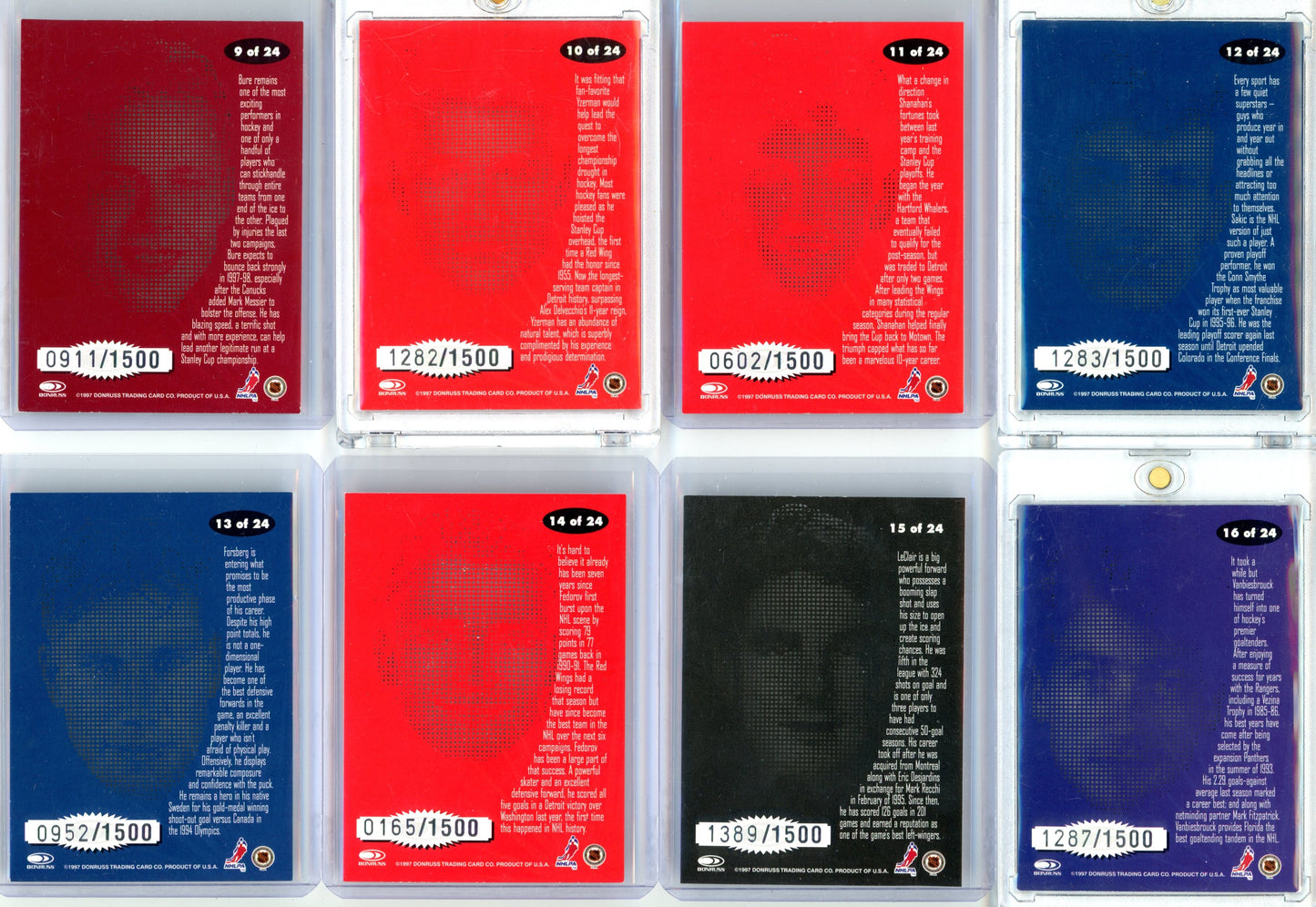 1997/98 Donruss Studio Hockey Silhouettes Complete Insert Set (24 Cards) – Limited /1500