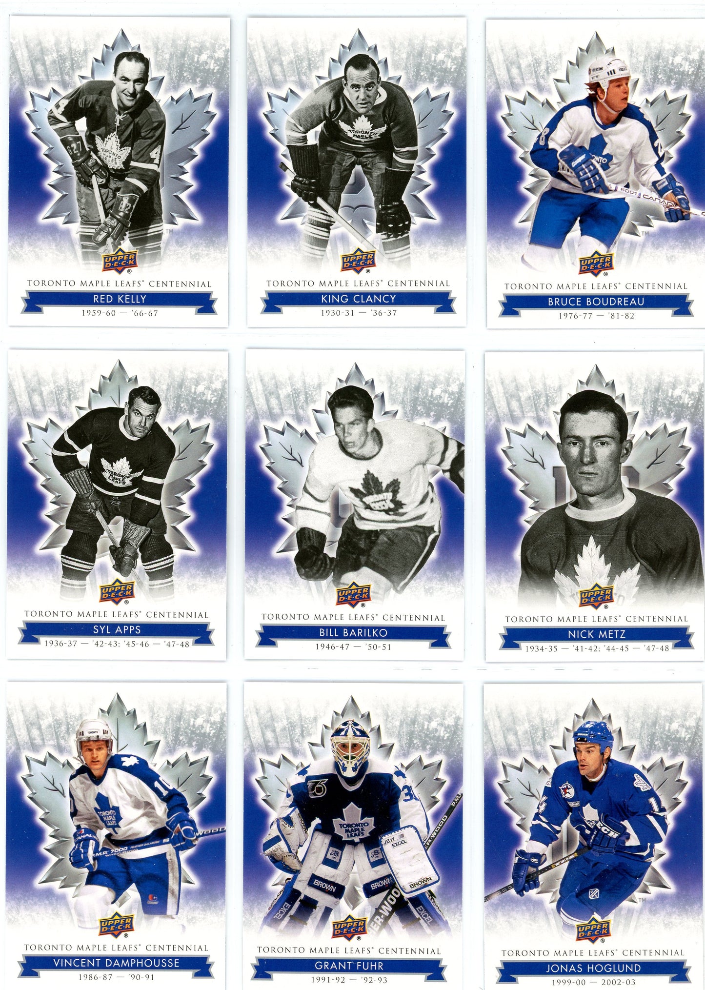 2017 Upper Deck Toronto Maple Leafs Centennial Base Set (#1-99)