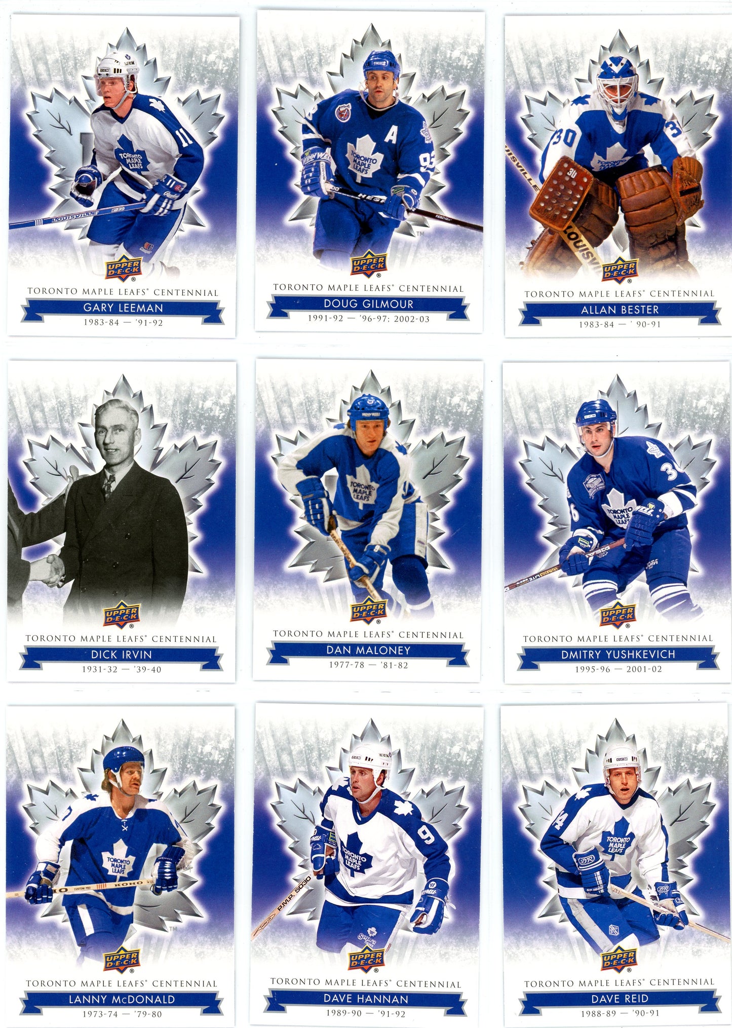 2017 Upper Deck Toronto Maple Leafs Centennial Base Set (#1-99)