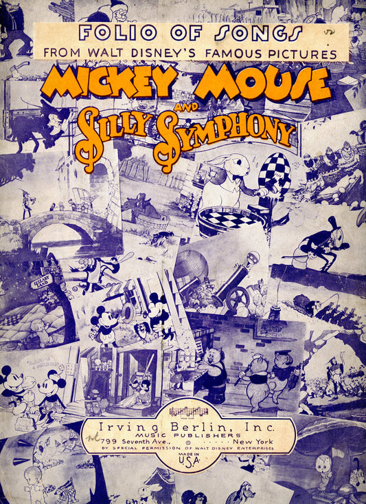 1934 Walt Disney Mickey Mouse and Silly Symphony Folio of Songs Vintage Song Book