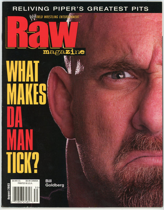 WWE Raw Vintage Wrestling Magazine (August 2003) Bill Goldberg Cover