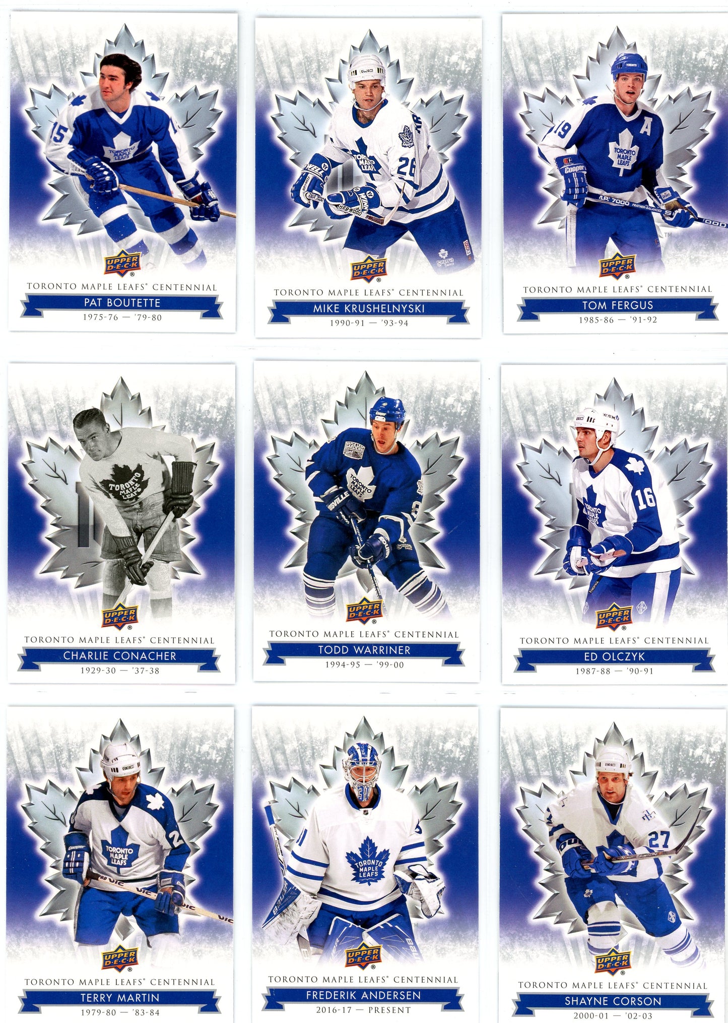 2017 Upper Deck Toronto Maple Leafs Centennial Base Set (#1-99)