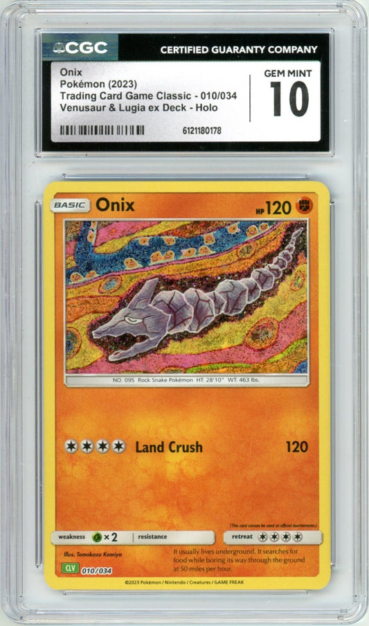 2023 Pokemon Venusaur & Lugia EX Deck Onix Holographic #10 Graded Card CGC 10