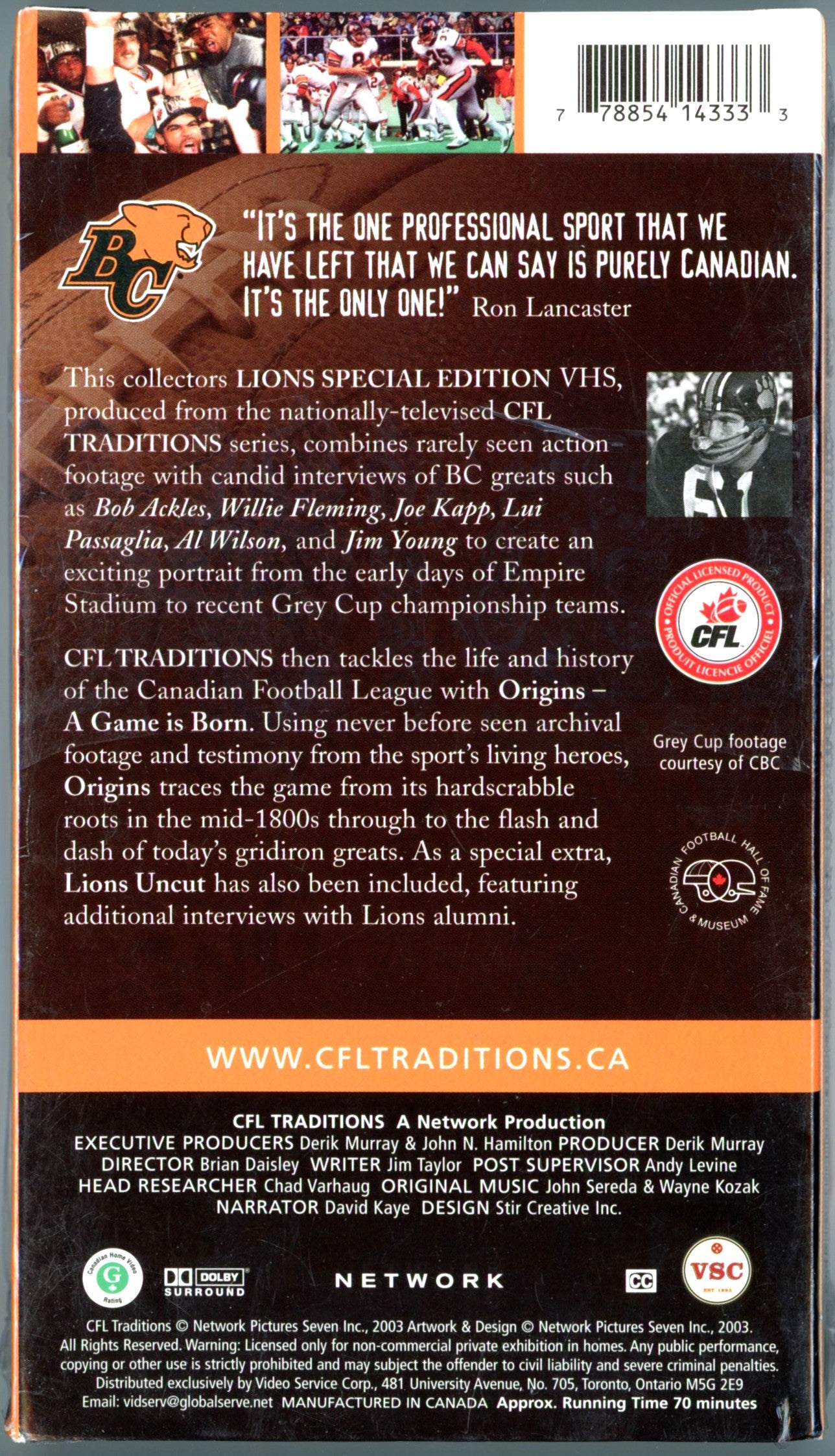 2003 CFL Traditions BC Lions Special Edition Vintage VHS Tape Factory Sealed