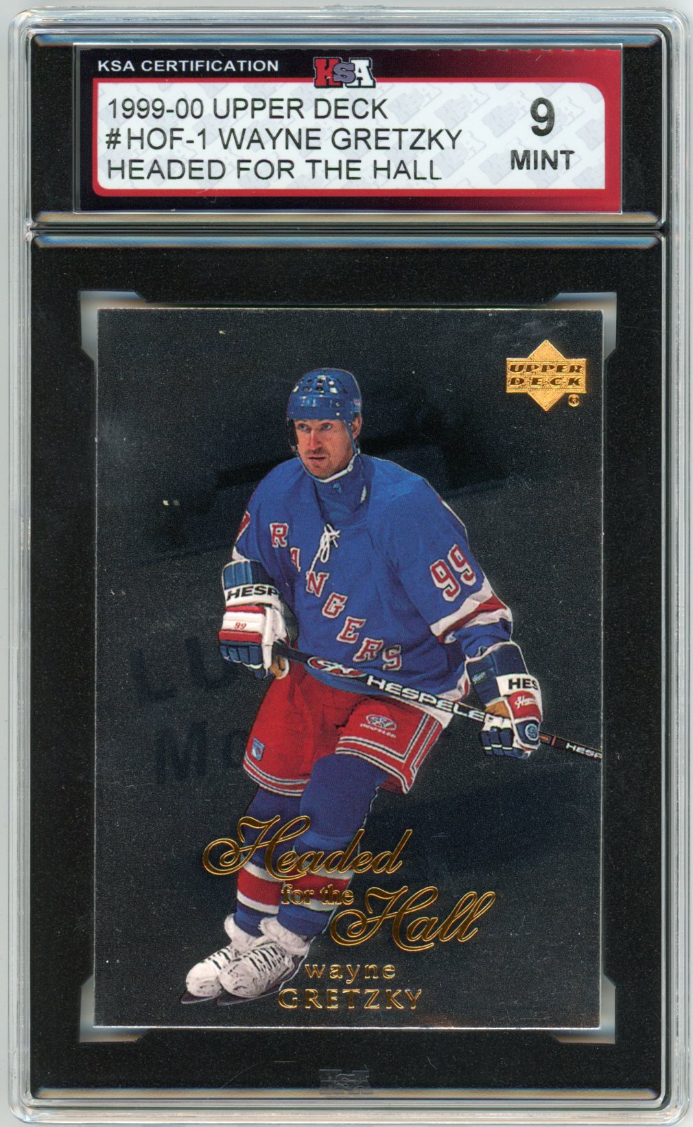 1999/2000 Upper Deck Wayne Gretzky Headed for the Hall Graded Card #HOF-1 KSA 9