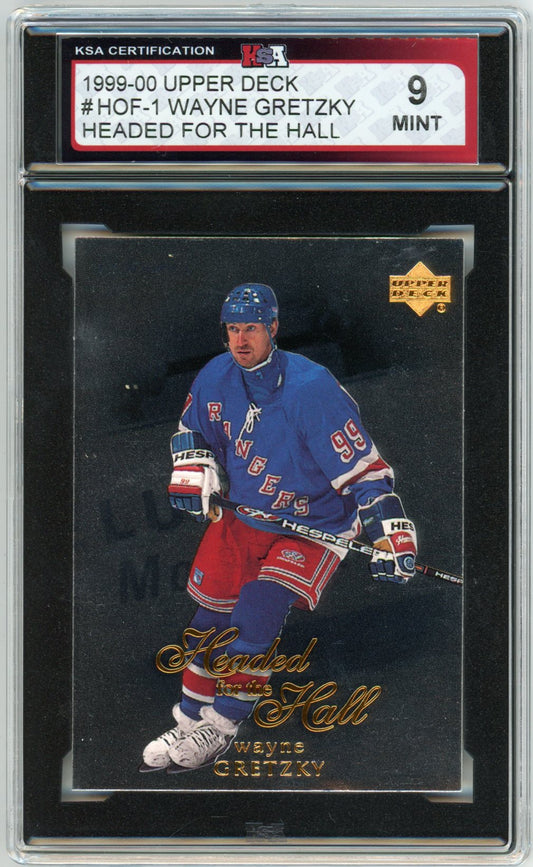 1999/2000 Upper Deck Wayne Gretzky Headed for the Hall Graded Card #HOF-1 KSA 9