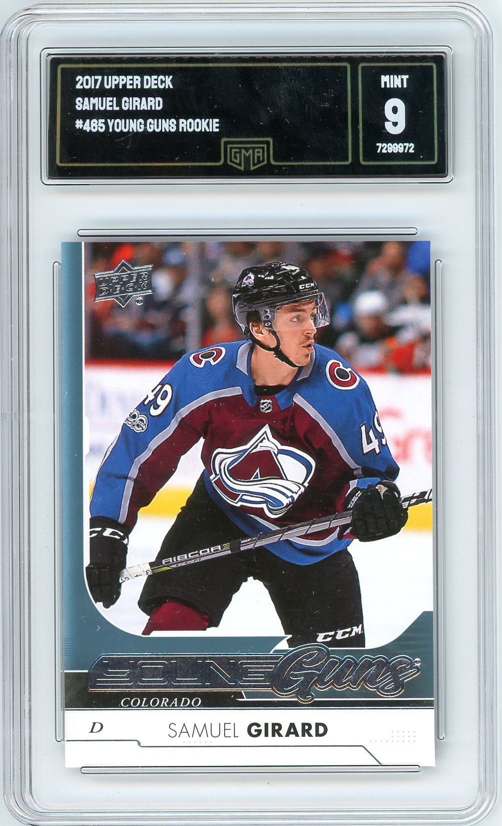 2017 Upper Deck Samuel Girard Graded Rookie Card #465 GMA 9