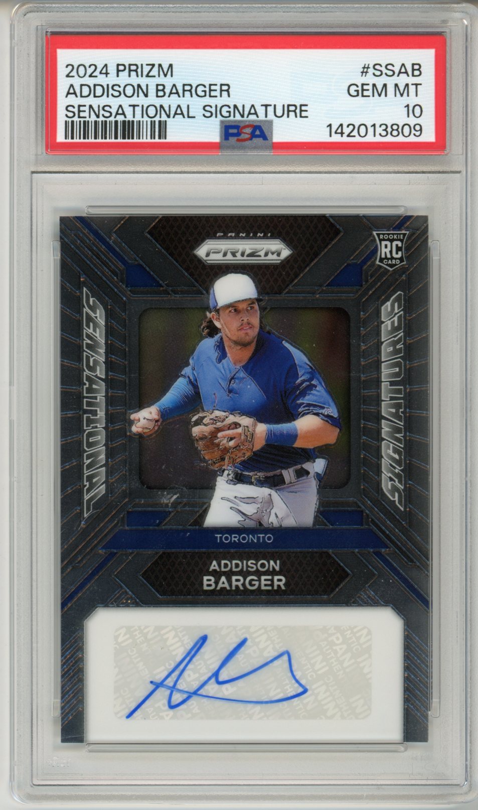 2024 Prizm Addison Barger Sensational Signature Graded Autograph Rookie Card PSA 10 POP 4
