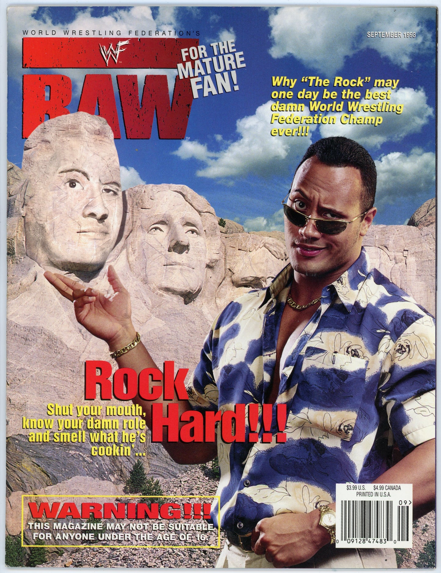 WWE Raw Vintage Wrestling Magazine (September 1998) The Rock Cover