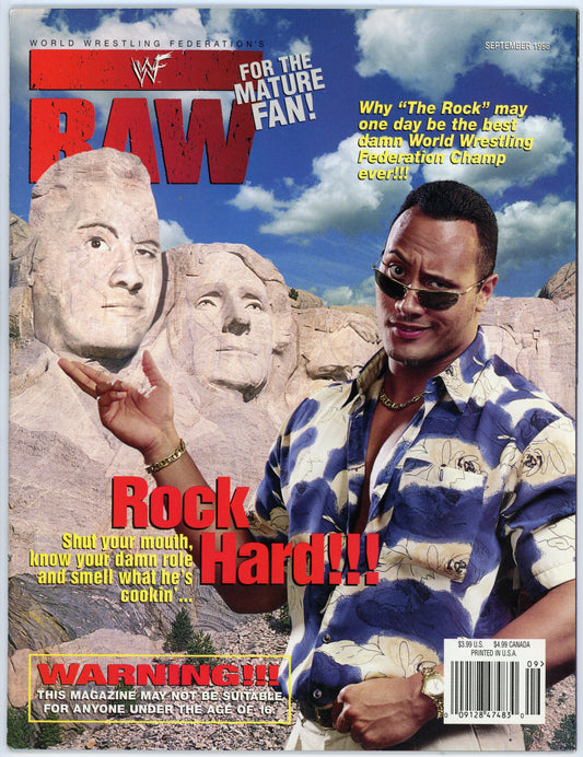 WWE Raw Vintage Wrestling Magazine (September 1998) The Rock Cover
