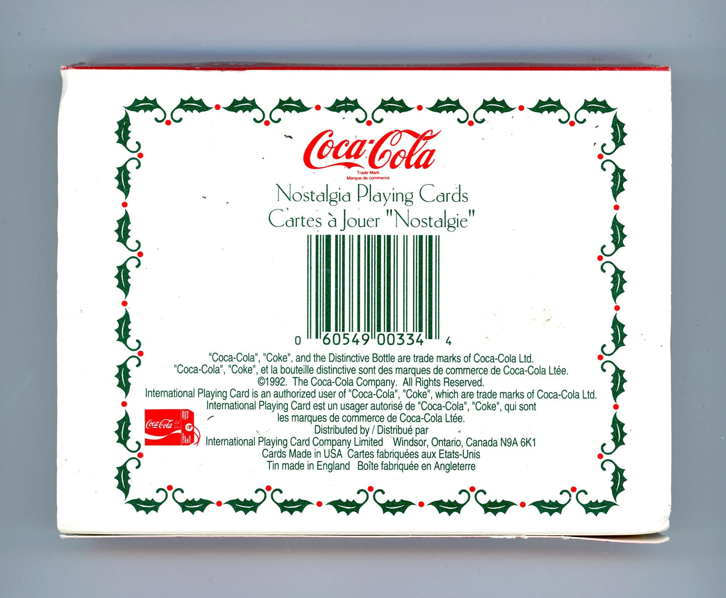 1993 Coca-Cola Limited Edition "Nostalgia" Playing Card Tin