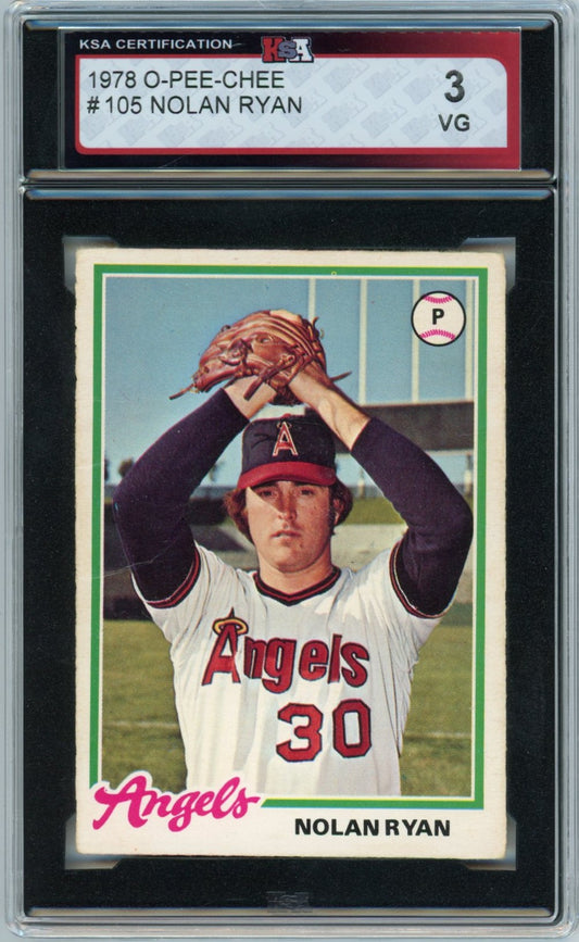 1978 OPC O-Pee-Chee Nolan Ryan Graded Baseball Card #105 KSA 3