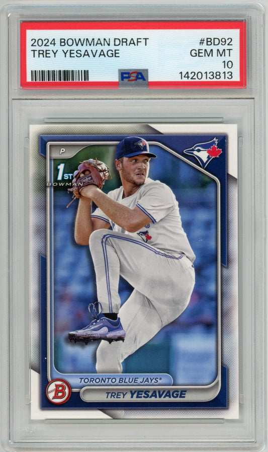 2024 Bowman Draft Trey Yesavage Graded Baseball 1st Bowman Rookie Card #BD92 PSA 10