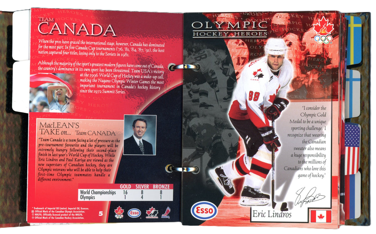 1998 Esso Nagano Winter Olympic Hockey Heroes Vintage Collectible Binder Book