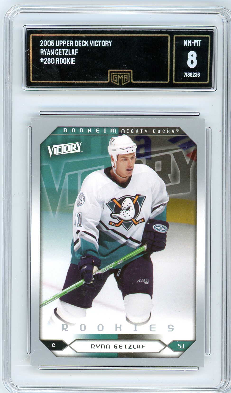 2005 Upper Deck Victory Ryan Getzlaf Graded Rookie Card #280 GMA 8