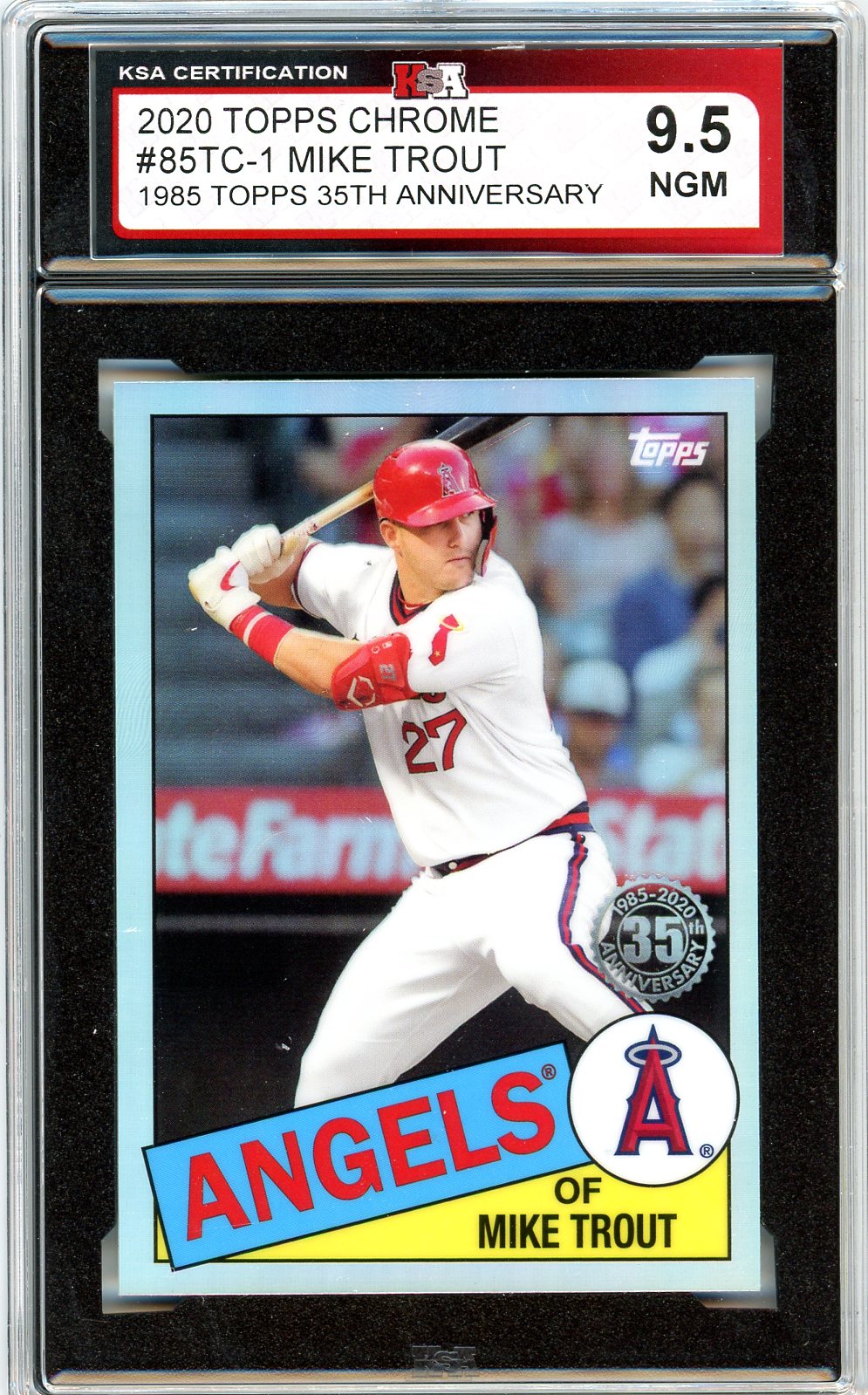 2020 Topps Chrome Mike Trout Topps 35th Anniversary Graded Card #85TC-1 KSA 9.5