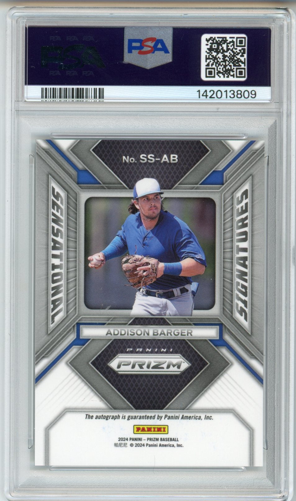 2024 Prizm Addison Barger Sensational Signature Graded Autograph Rookie Card PSA 10 POP 4