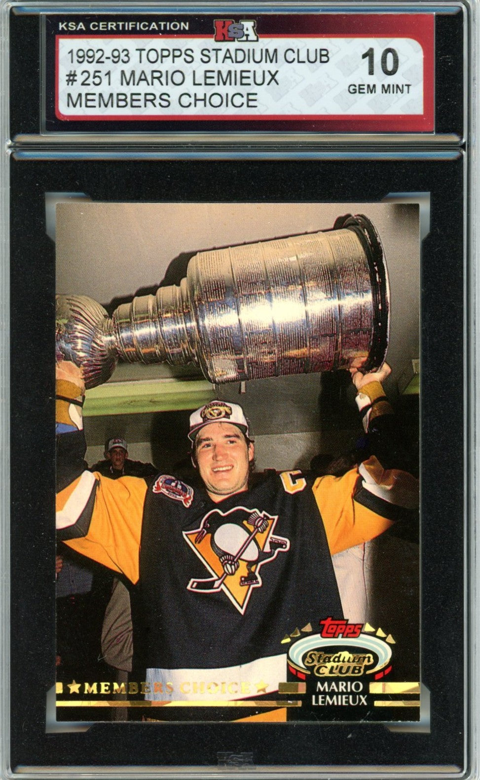 1992/93 Topps Stadium Club Mario Lemieux Members Choice #251 Graded Hockey Card KSA 10