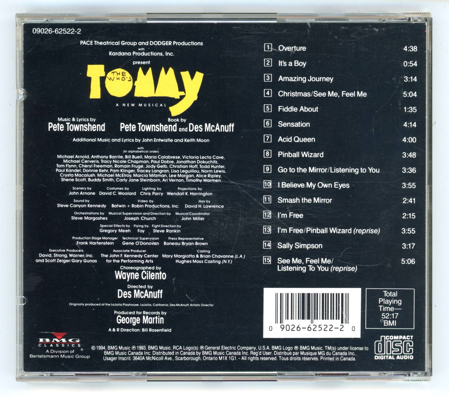 The Who's Tommy (1993) Broadway Musical Soundtrack Vintage CD
