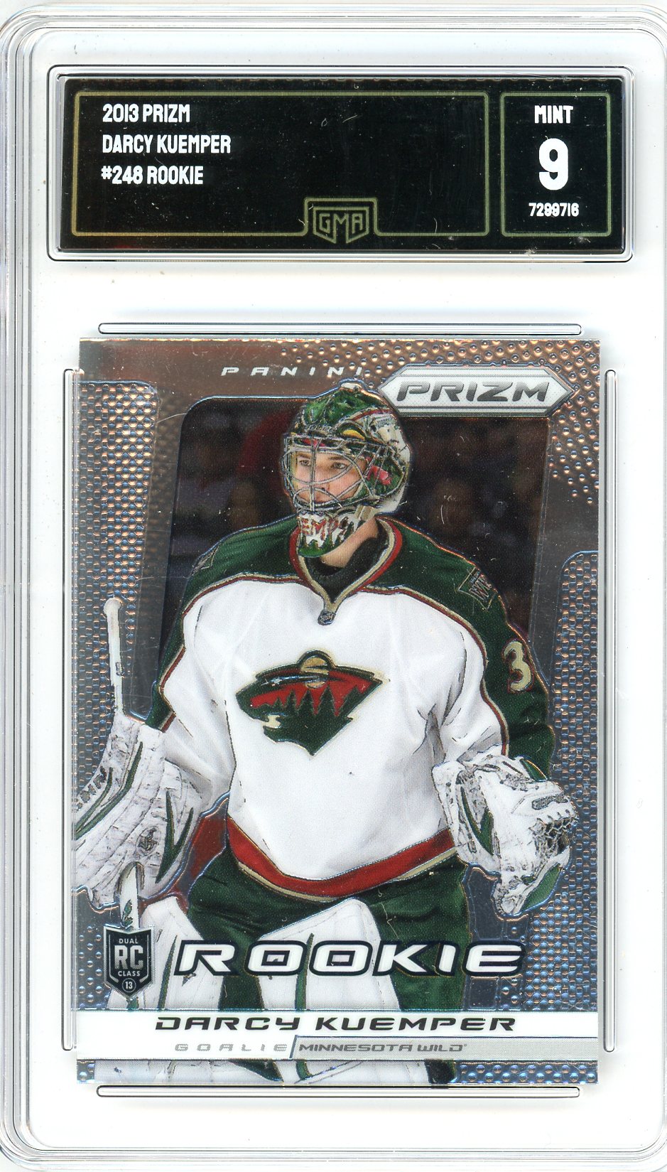 2013 Panini Prizm Darcy Kuemper Graded Rookie Card #248 GMA 9