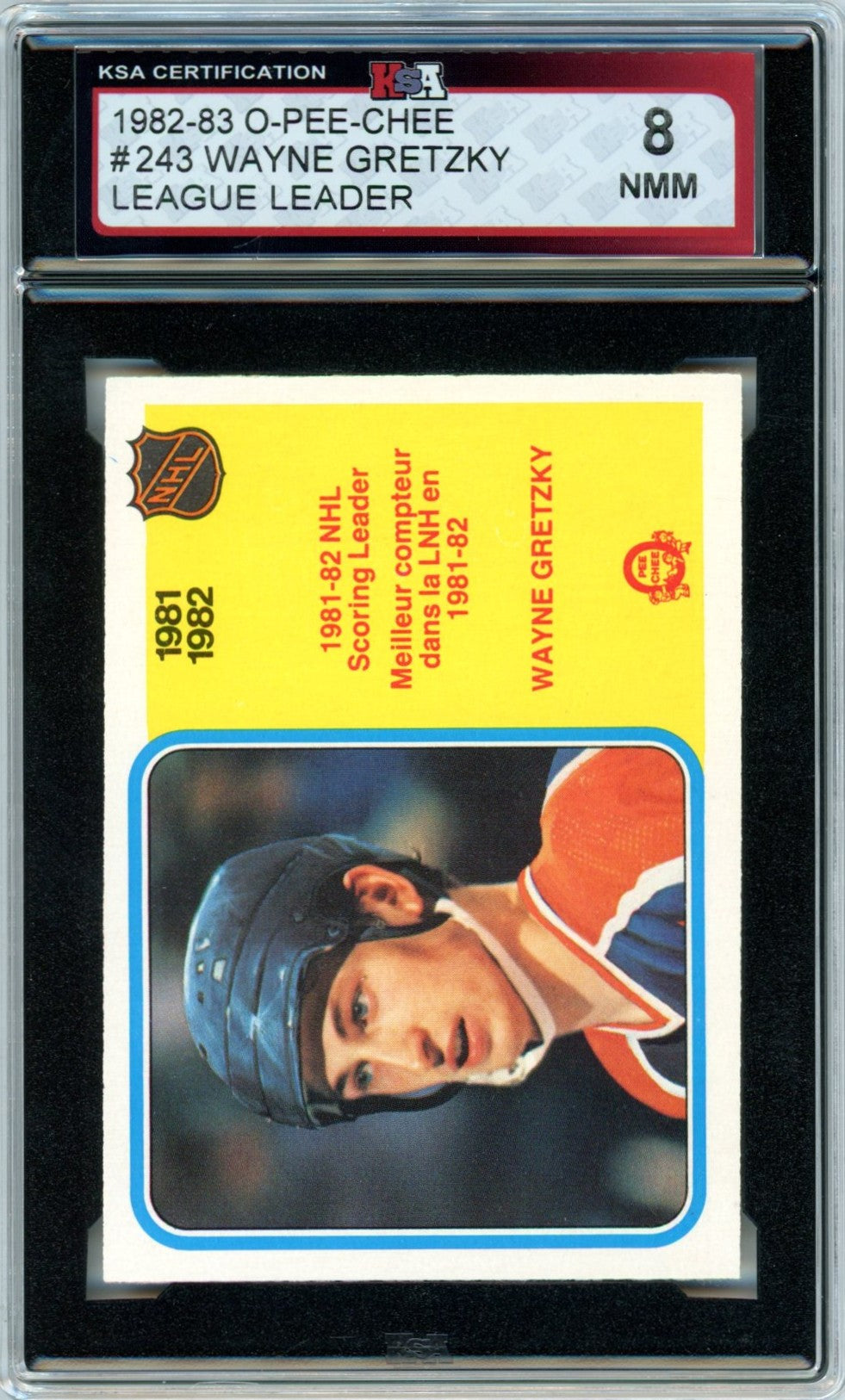 1982/83 OPC O-Pee-Chee Wayne Gretzky League Leader #243 Graded Hockey Card KSA 8