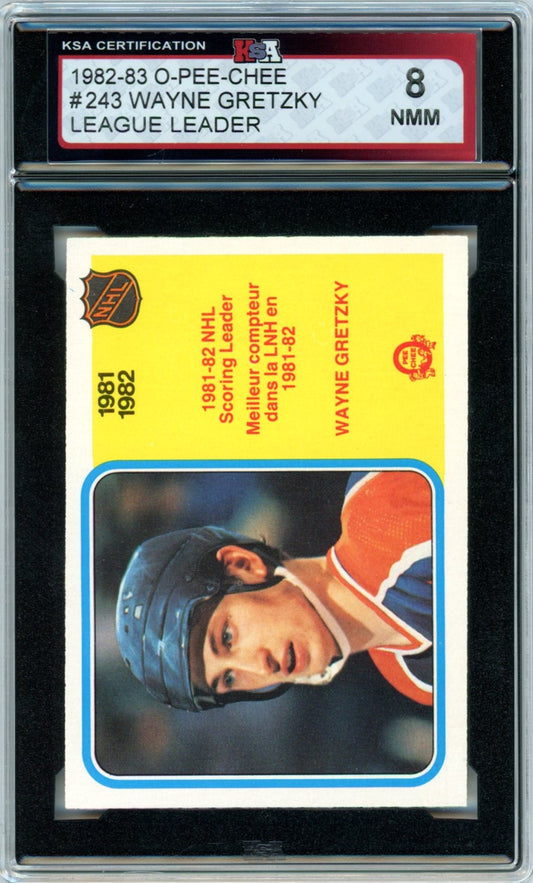1982/83 OPC O-Pee-Chee Wayne Gretzky League Leader #243 Graded Hockey Card KSA 8