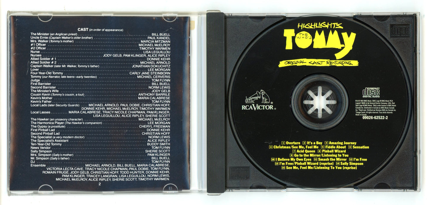 The Who's Tommy (1993) Broadway Musical Soundtrack Vintage CD