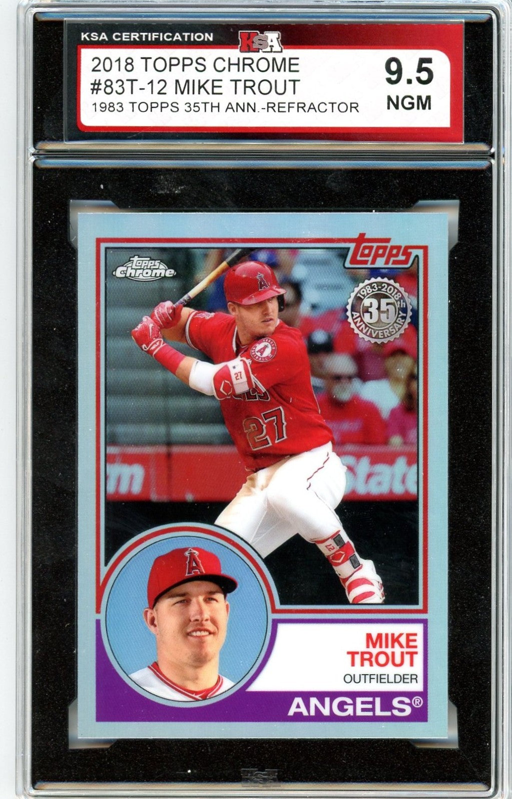 2018 Topps Chrome Mike Trout Refractor Graded Card KSA 9.5