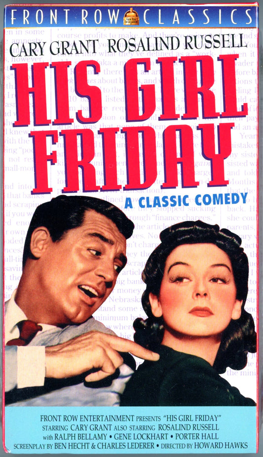 1999 His Girl Friday (1940) Cary Grant Rosalind Russell Vintage VHS Tape Sealed