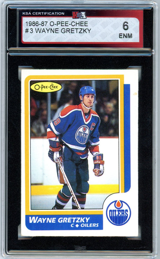 1986/87 OPC O-Pee-Chee Wayne Gretzky #3 Graded Hockey Card KSA 6