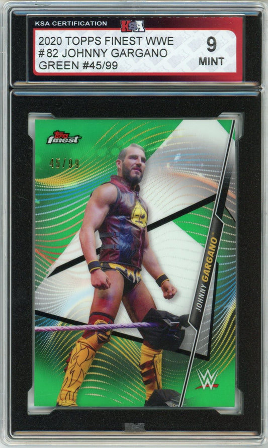 2020 Topps Finest WWE Johnny Gargano Green Graded Wrestling Card #82 KSA 9