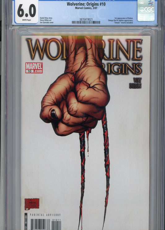2007 Wolverine: Origins #10 Graded Comic Book Joe Quesada Cover CGC 6.0