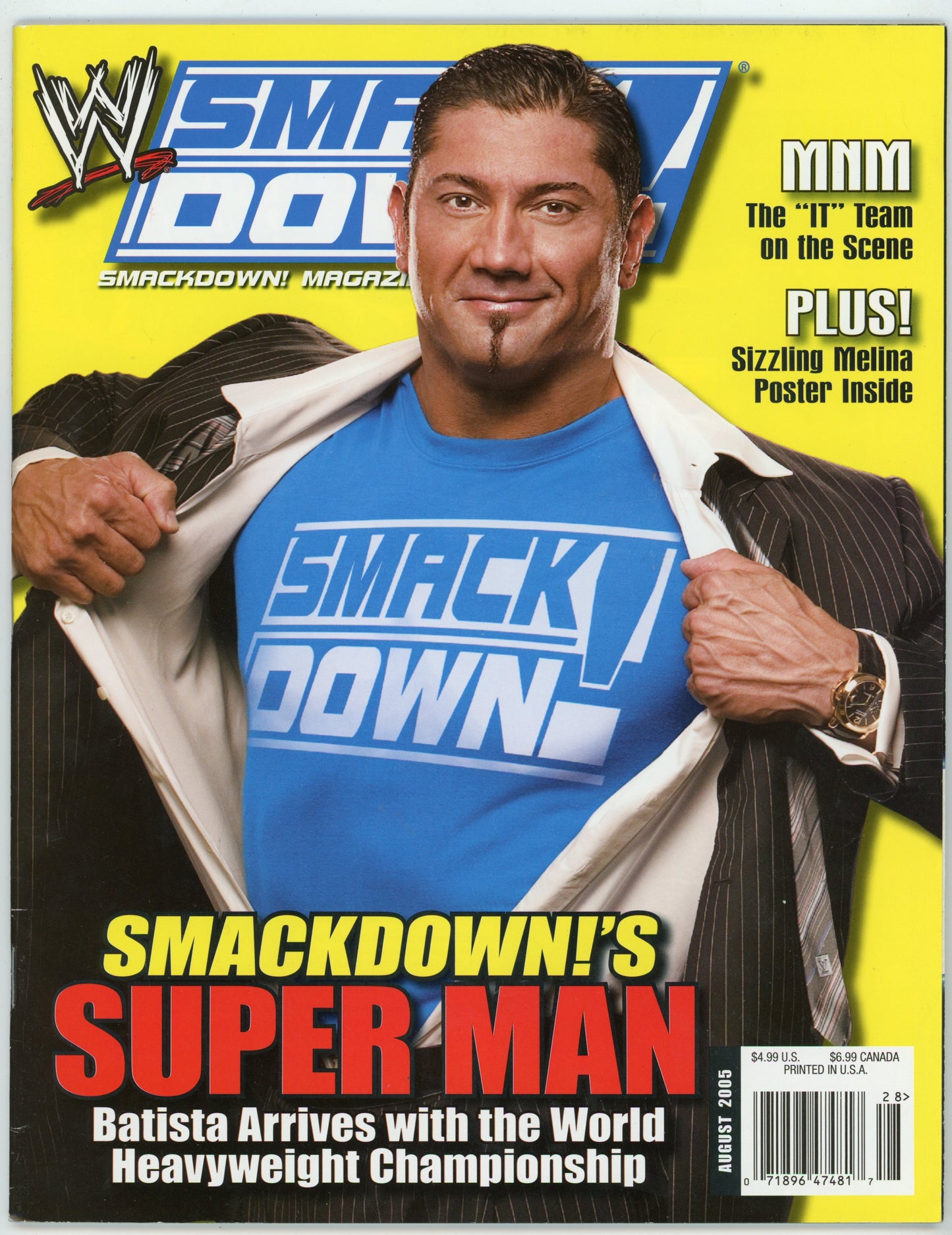 WWE Smackdown! Vintage Wrestling Magazine (August 2005) Dave Batista Cover