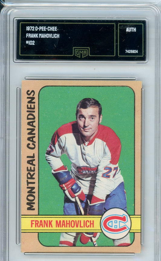 1972 OPC Frank Mahovlich #102 Vintage Hockey Card GMA Authenticated