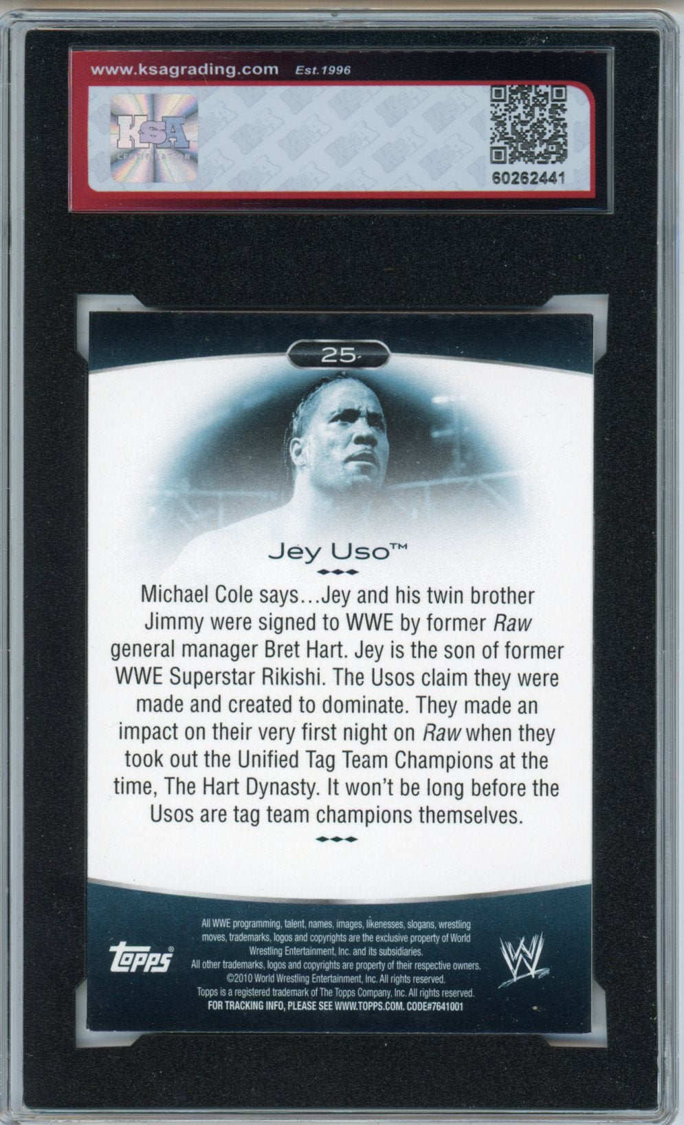 2010 Topps Platinum WWE Jey Uso Graded Rookie Card #25 KSA 8