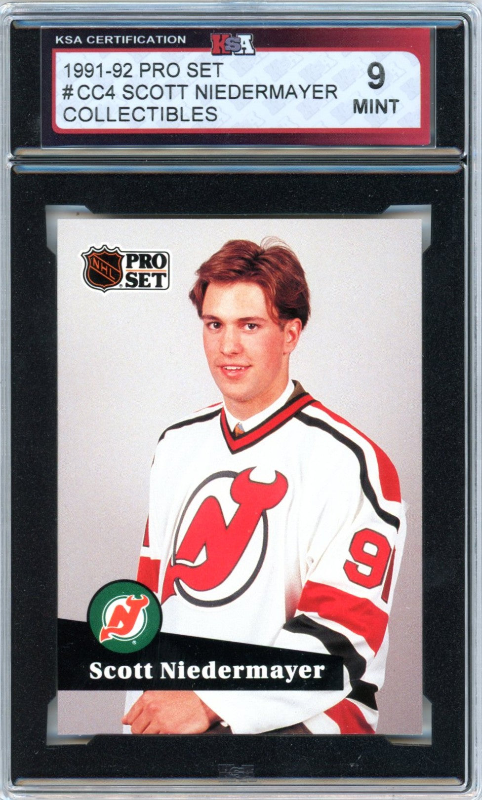 1991/92 Pro Set Scott Niedermayer Collectibles #CC4 Graded Hockey Card KSA 9