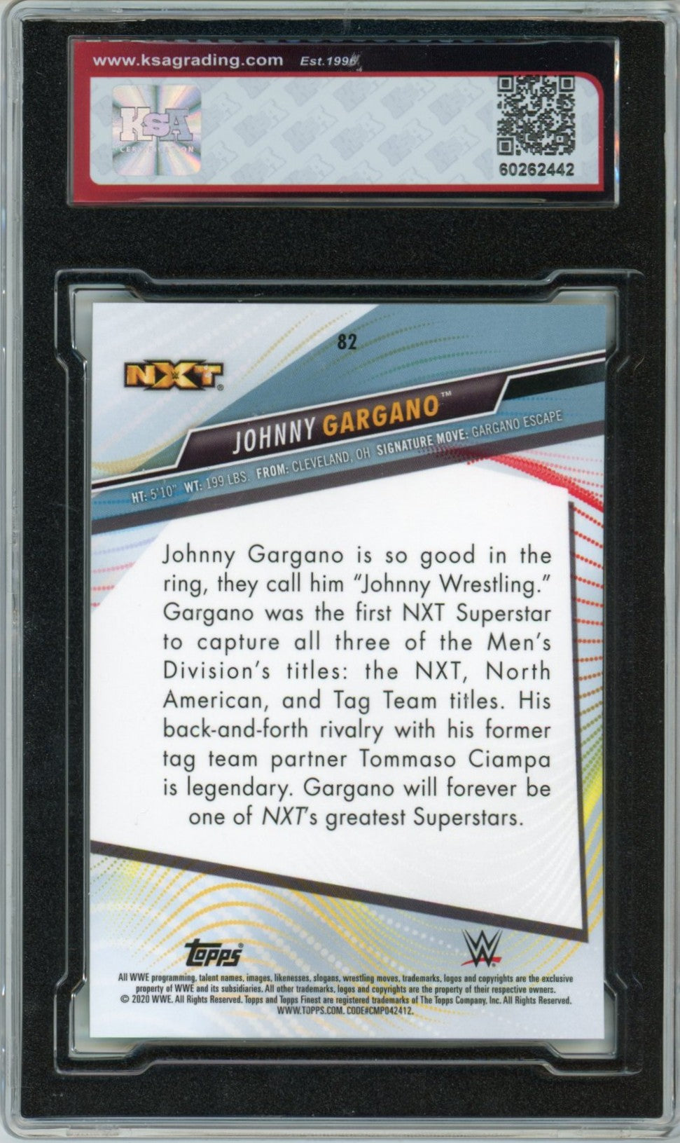 2020 Topps Finest WWE Johnny Gargano Green Graded Wrestling Card #82 KSA 9