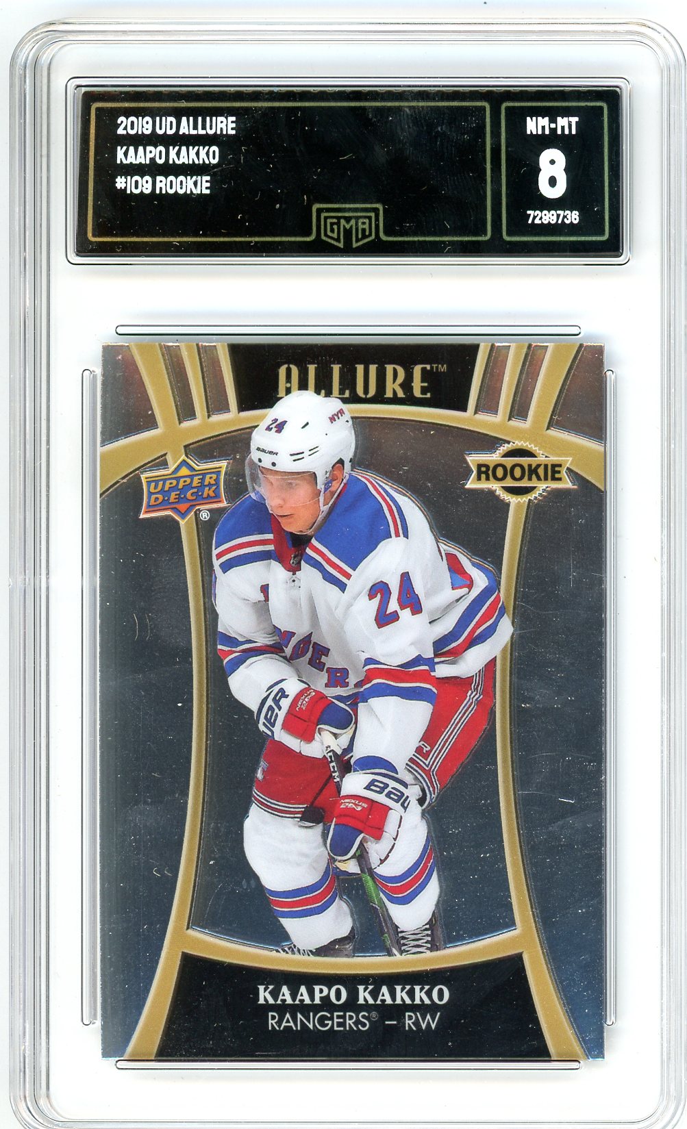 2019 Upper Deck Allure Kaapo Kakko Graded Rookie Card #109 GMA 8