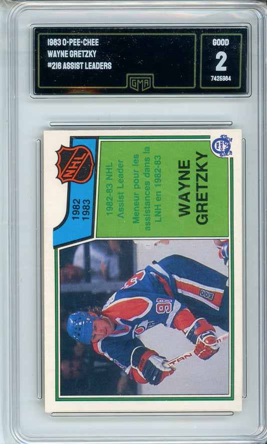 1983 OPC Wayne Gretzky #216 Assist Leaders Hockey Card GMA 2