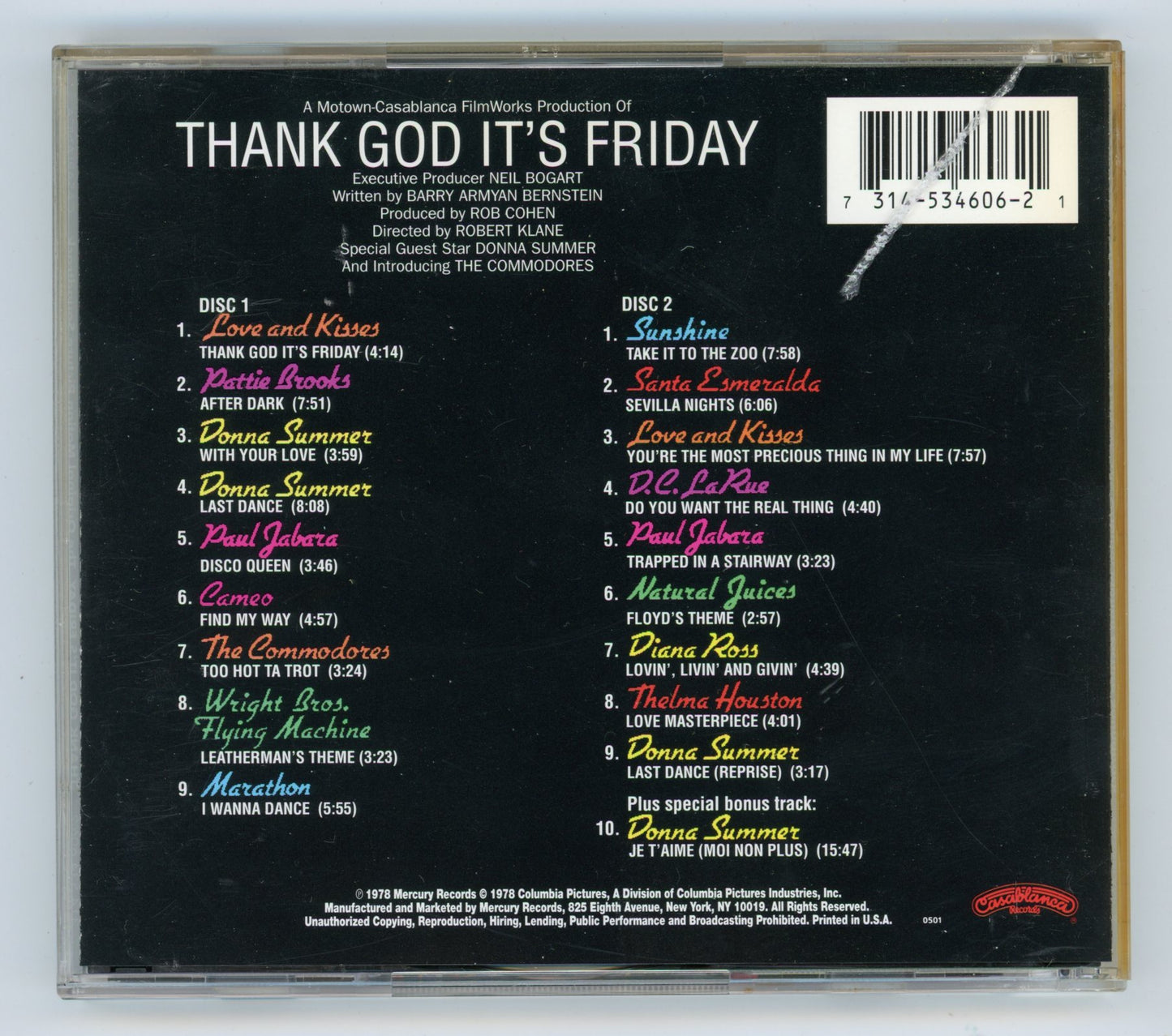 Thank God It's Friday (1978) Motion Picture Soundtrack Vintage CD 2-Disc Set