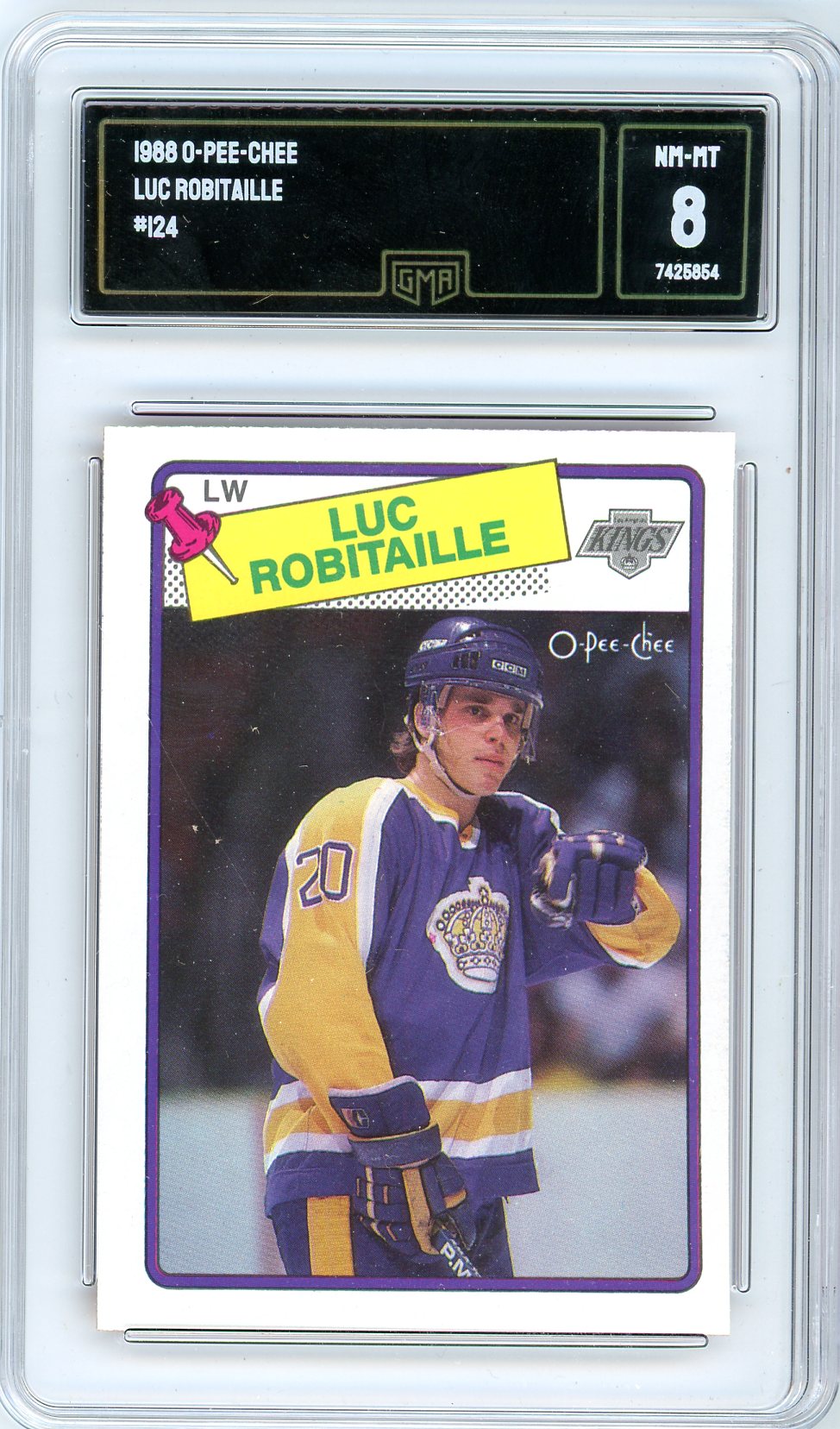 1988 O-Pee-Chee Luc Robitaille Graded Card #124 GMA 8