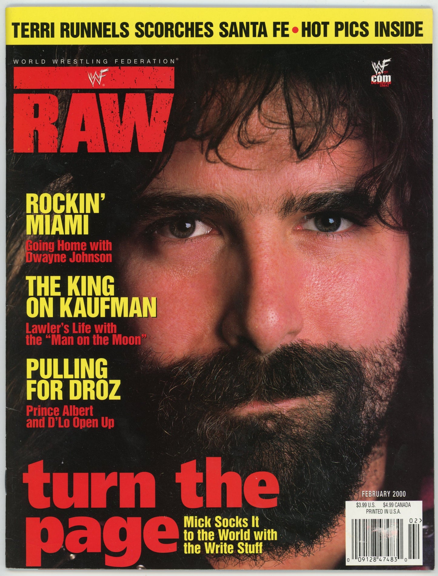WWF WWE Raw Vintage Wrestling Magazine (February 2000) Mick Foley Cover
