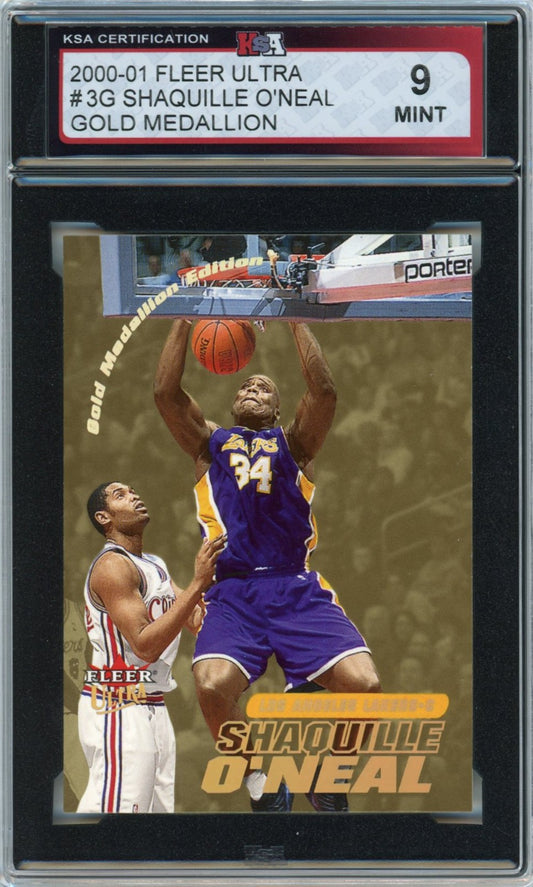 2000/01 Fleer Ultra Shaquille O'Neal Gold Medallion Graded Basketball Card #3G KSA 9