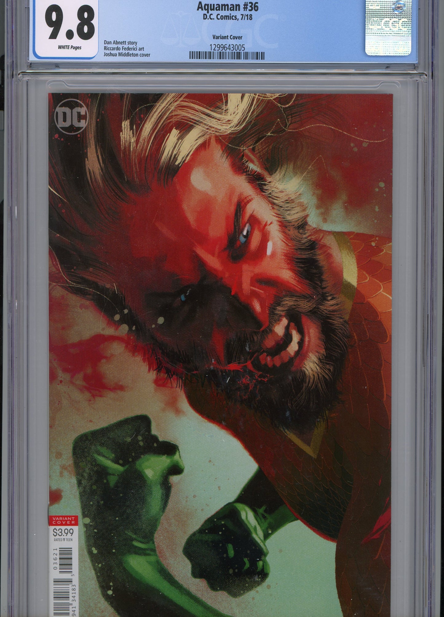 2018 Aquaman #36 Graded Comic Book Joshua Middleton Cover CGC 9.8