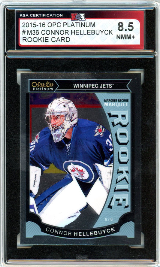 2015/16 OPC O-Pee-Chee Platinum Connor Hellebuyck #M36 Graded Rookie Card KSA 8.5